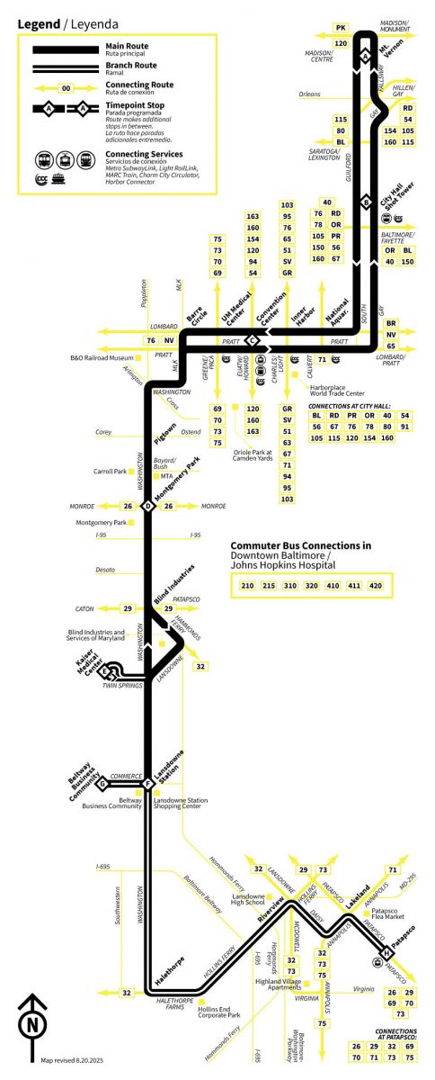 Info & Maps | CityLink YELLOW | Mt Vernon - Patapsco | Maryland
